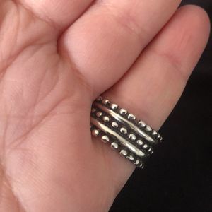 Sterling Silver Open Dot Bead Cigar Band Ring Sz 8